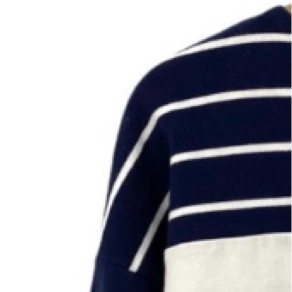 Nautical Stripes Long Sleeve J Crew Boat Neck Top Navy Blue White Striped - Picture 6 of 16